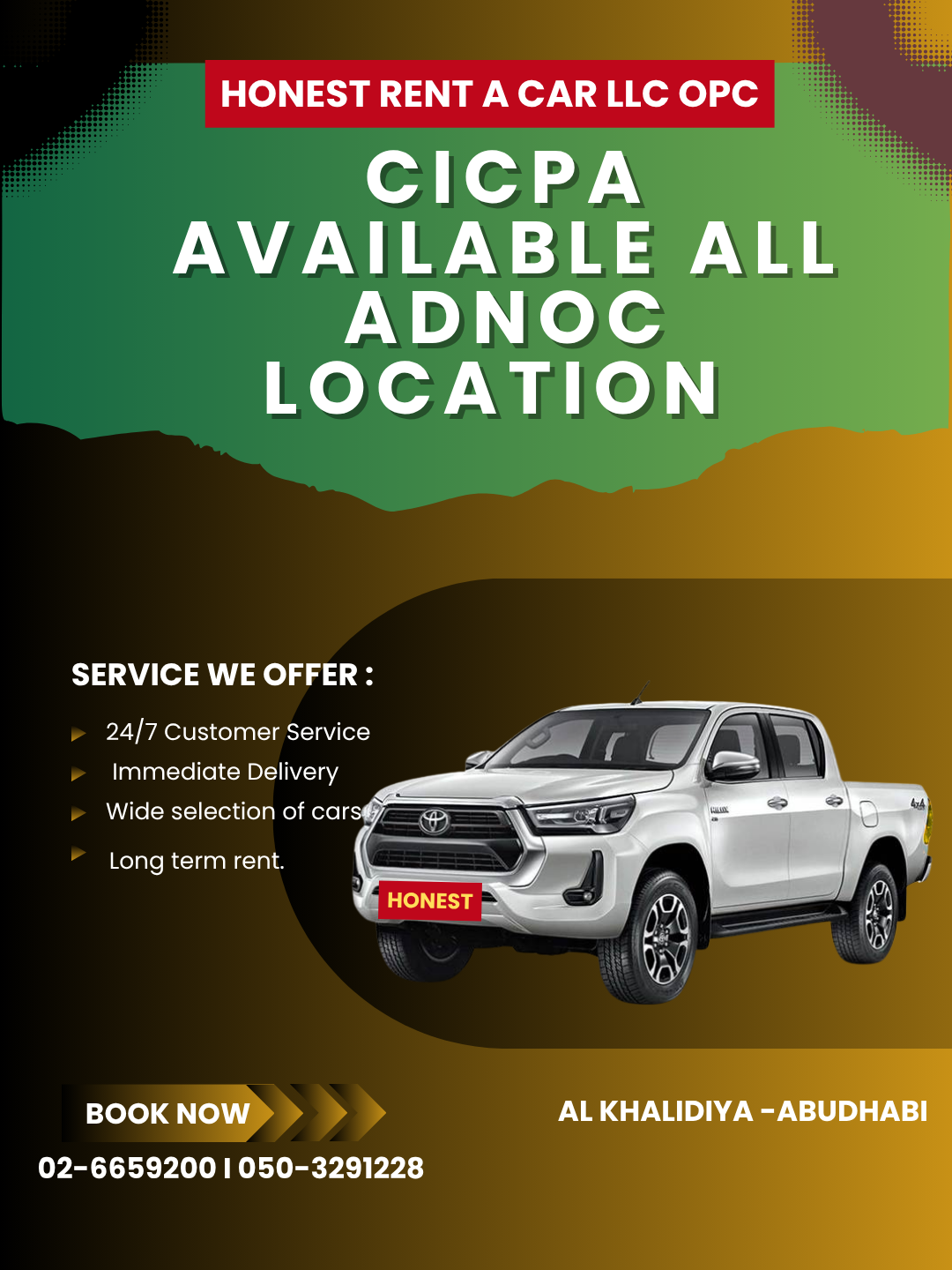 Deisel Hilux for available for rent.