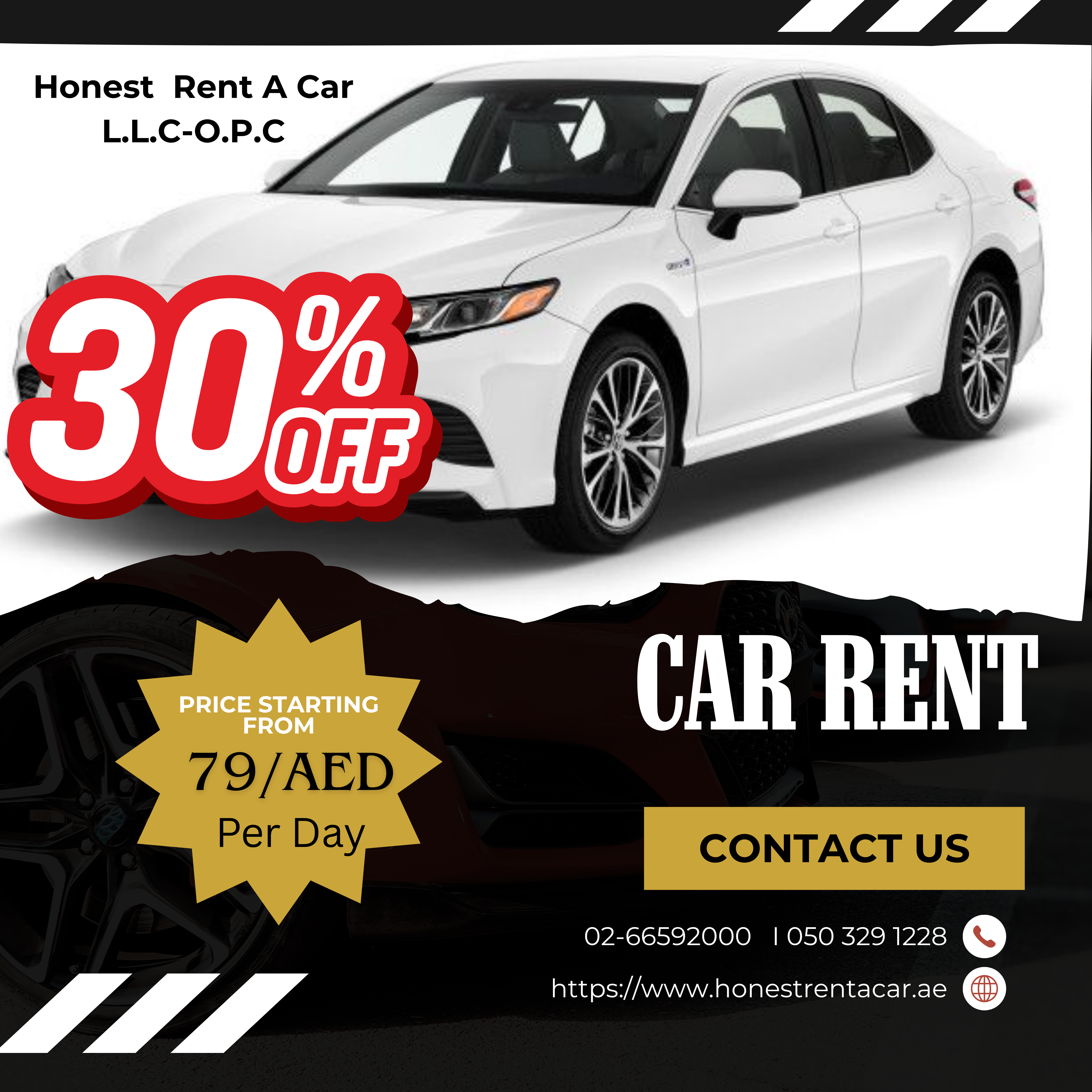 Up to 30 % discount on daily, weekly and monthly rate.