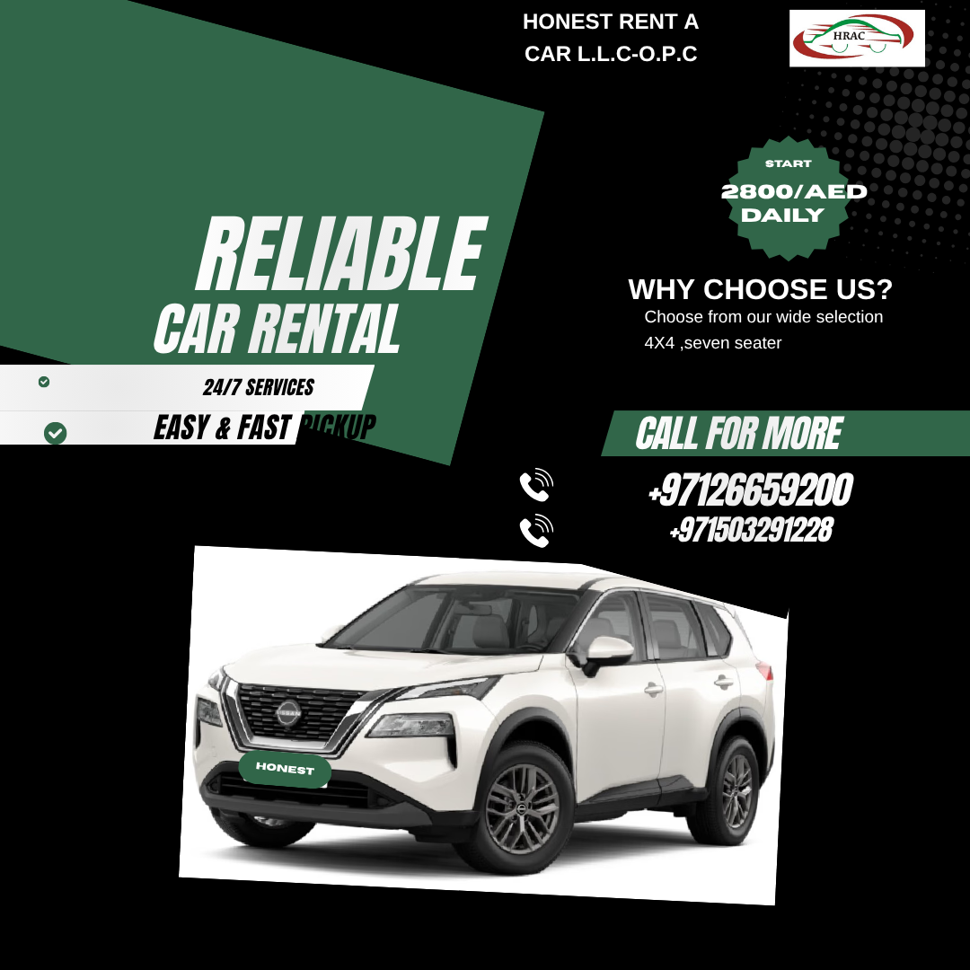 Seven-seater available on monthly.